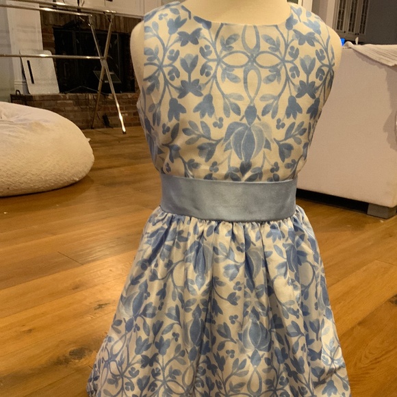 Blue and White Dress with Pre-Tied Bow - Picture 1 of 8